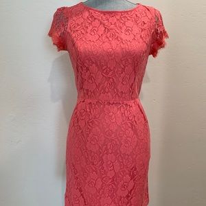 Coral Lace Dress with Open Back